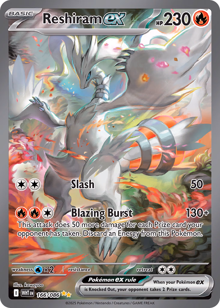 Reshiram ex Pokemon card (166/086, White Flare)