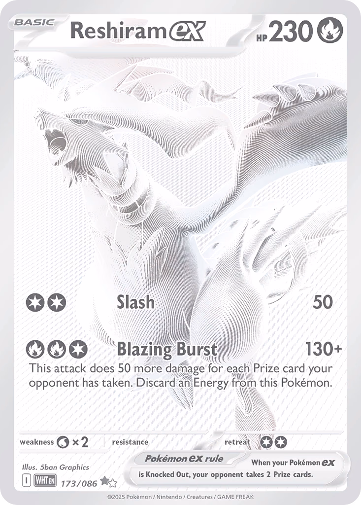 Reshiram ex Pokemon card (173/086, White Flare)