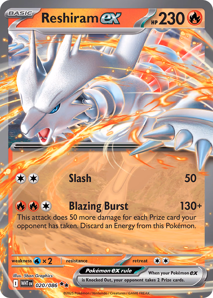 Reshiram ex Pokemon card (020/086, White Flare)