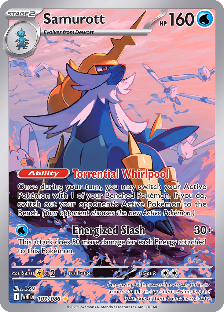 Samurott Pokemon card (107/086, White Flare)