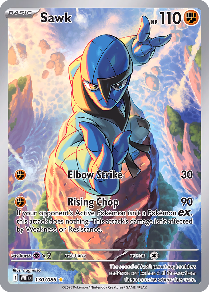 Sawk Pokemon card (130/086, White Flare)