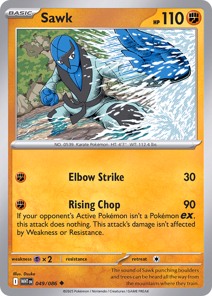 Sawk Pokemon card (049/086, White Flare)
