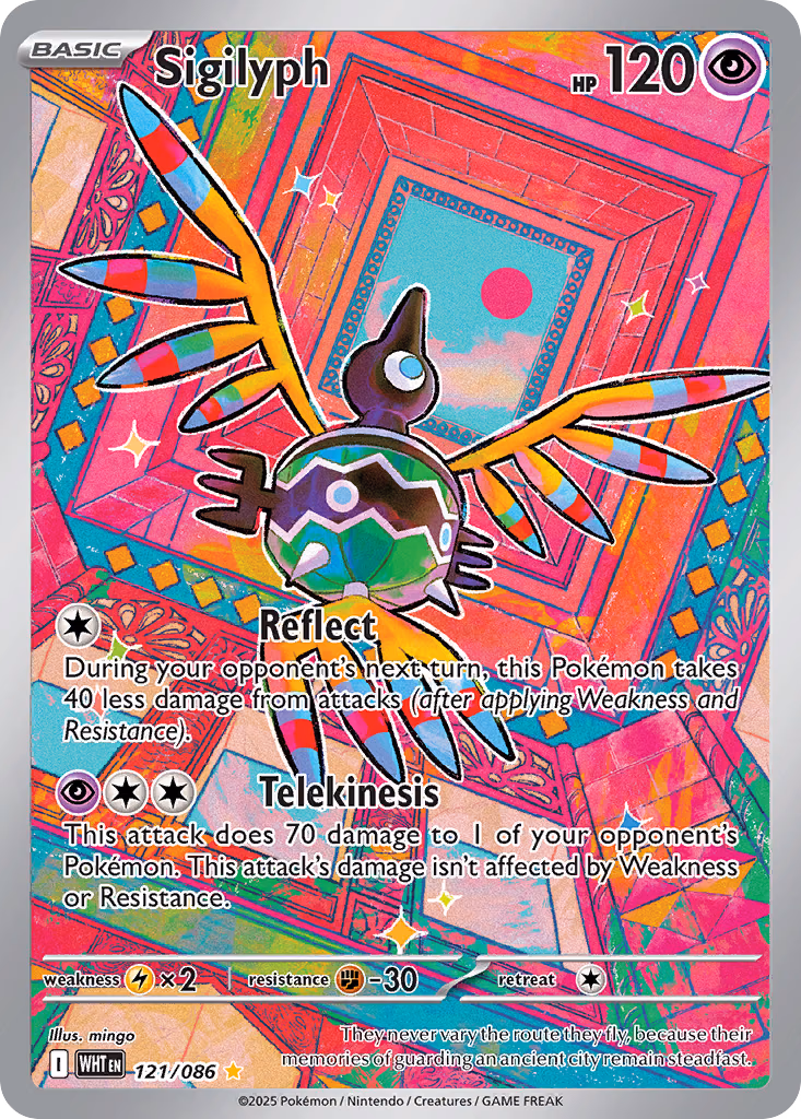 Sigilyph Pokemon card (121/086, White Flare)
