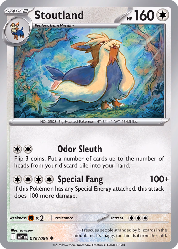 Stoutland Pokemon card (076/086, White Flare)