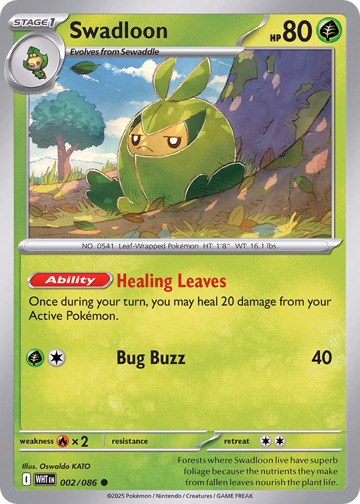 Swadloon Pokemon card (002/086, White Flare)
