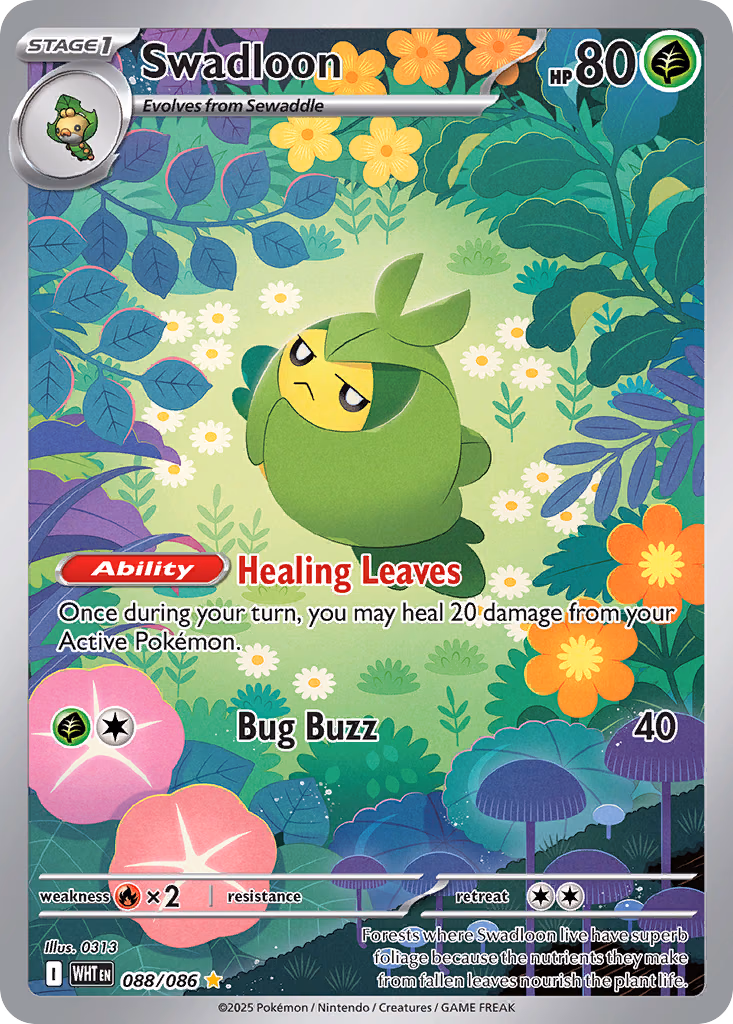 Swadloon Pokemon card (088/086, White Flare)