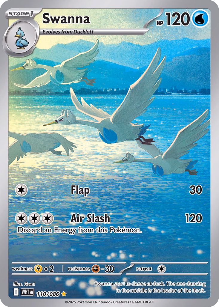Swanna Pokemon card (110/086, White Flare)
