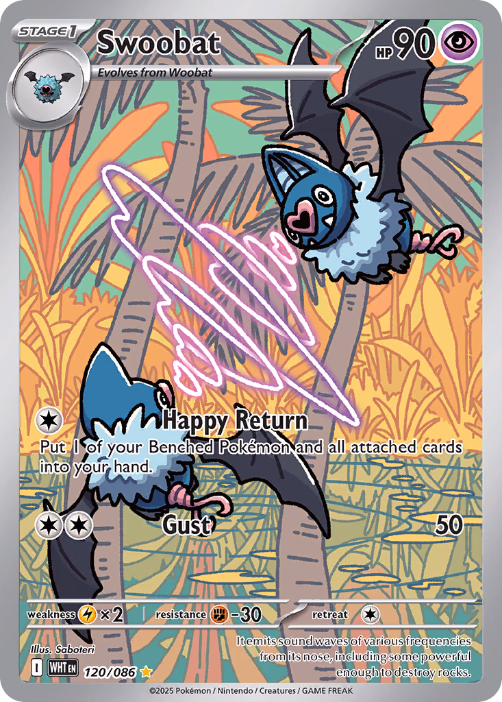 Swoobat Pokemon card (120/086, White Flare)