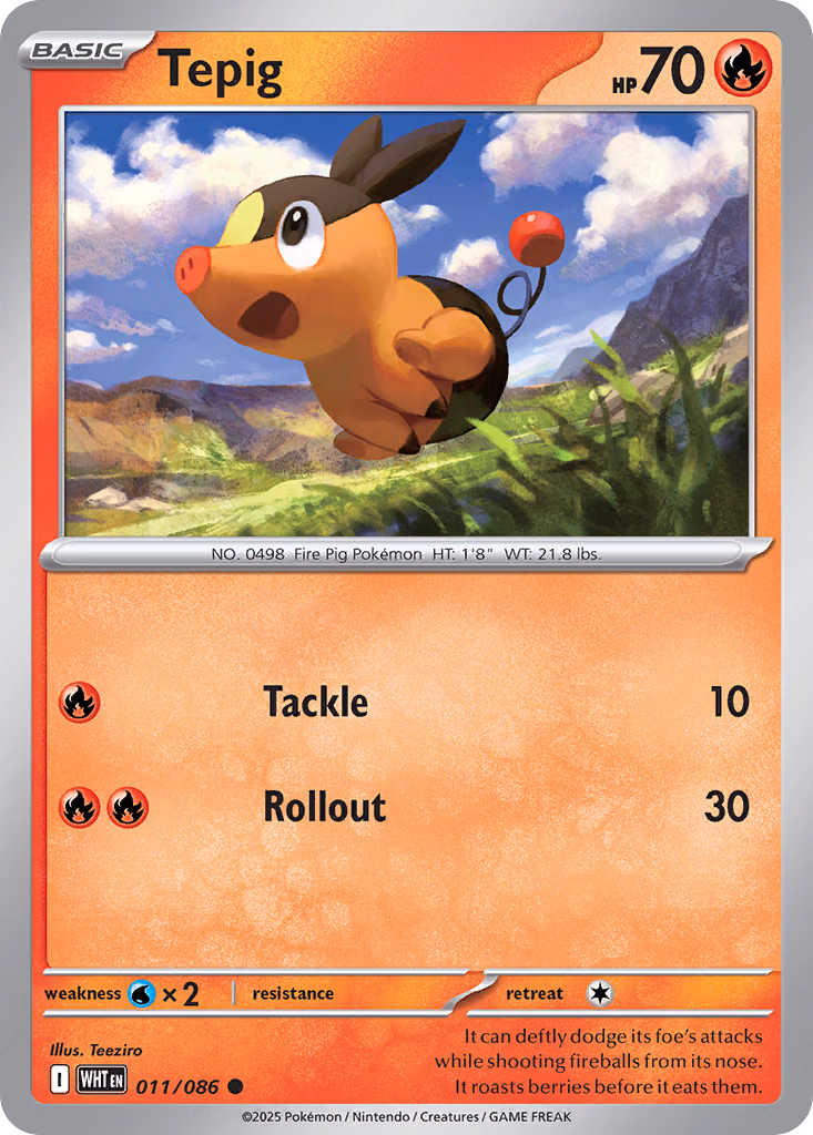 Tepig Pokemon card (011/086, White Flare)