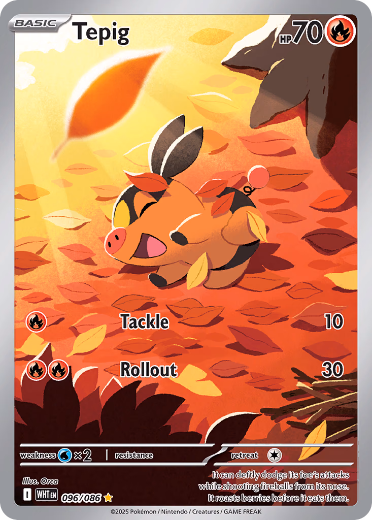 Tepig Pokemon card (096/086, White Flare)