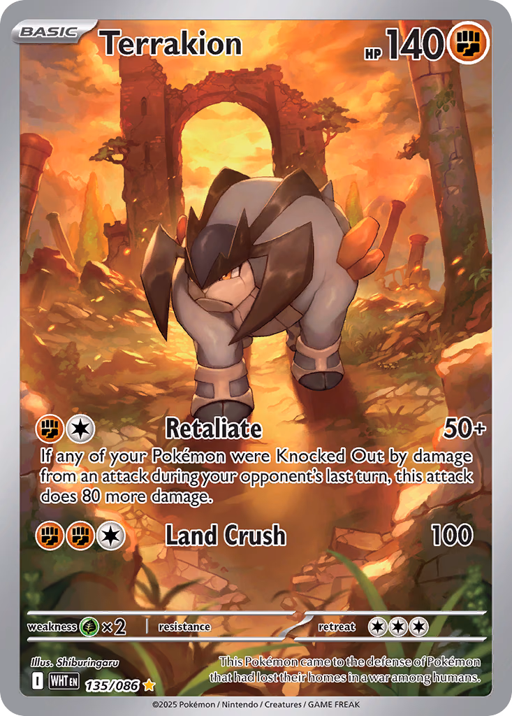 Terrakion Pokemon card (135/086, White Flare)