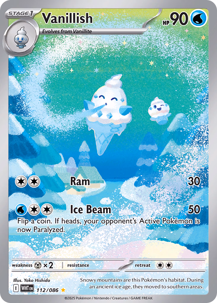 Vanillish Pokemon card (112/086, White Flare)