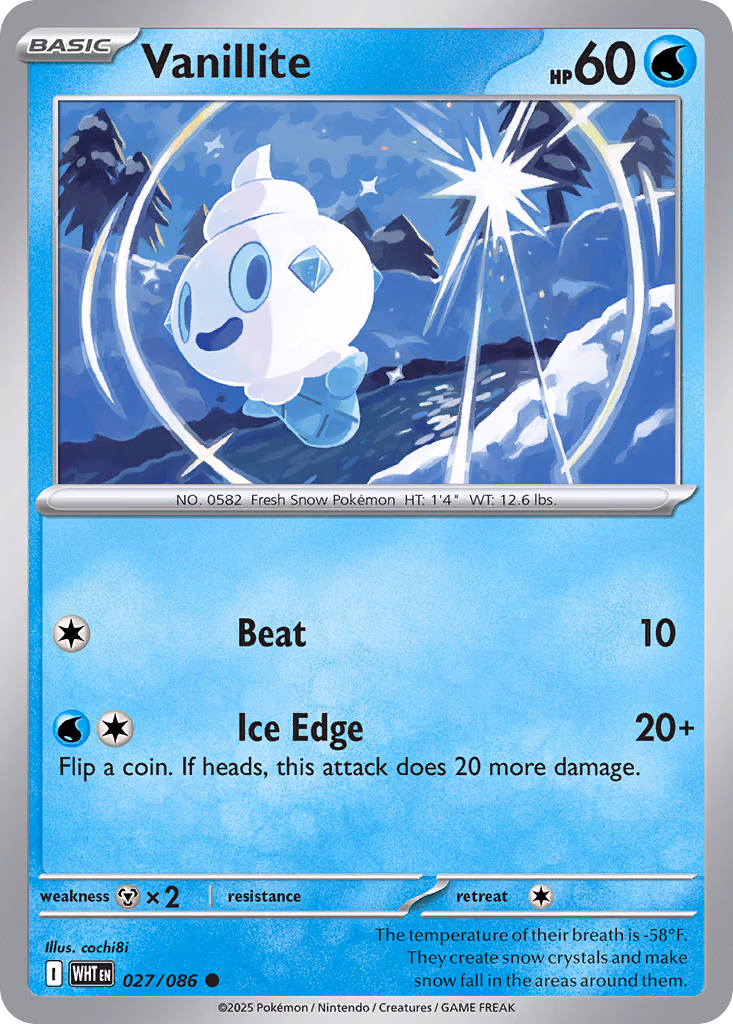 Vanillite Pokemon card (027/086, White Flare)