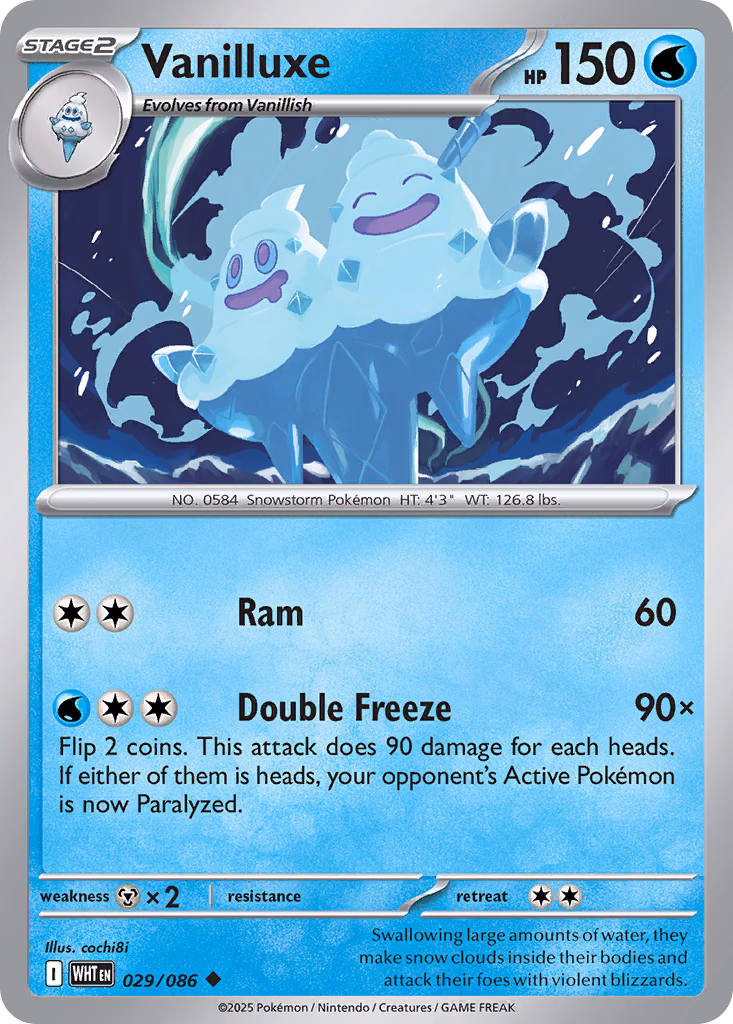 Vanilluxe Pokemon card (029/086, White Flare)