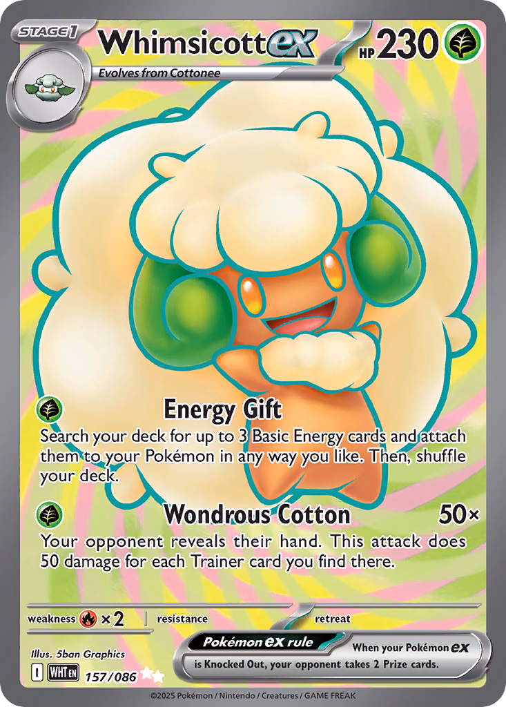 Whimsicott ex Pokemon card (157/086, White Flare)