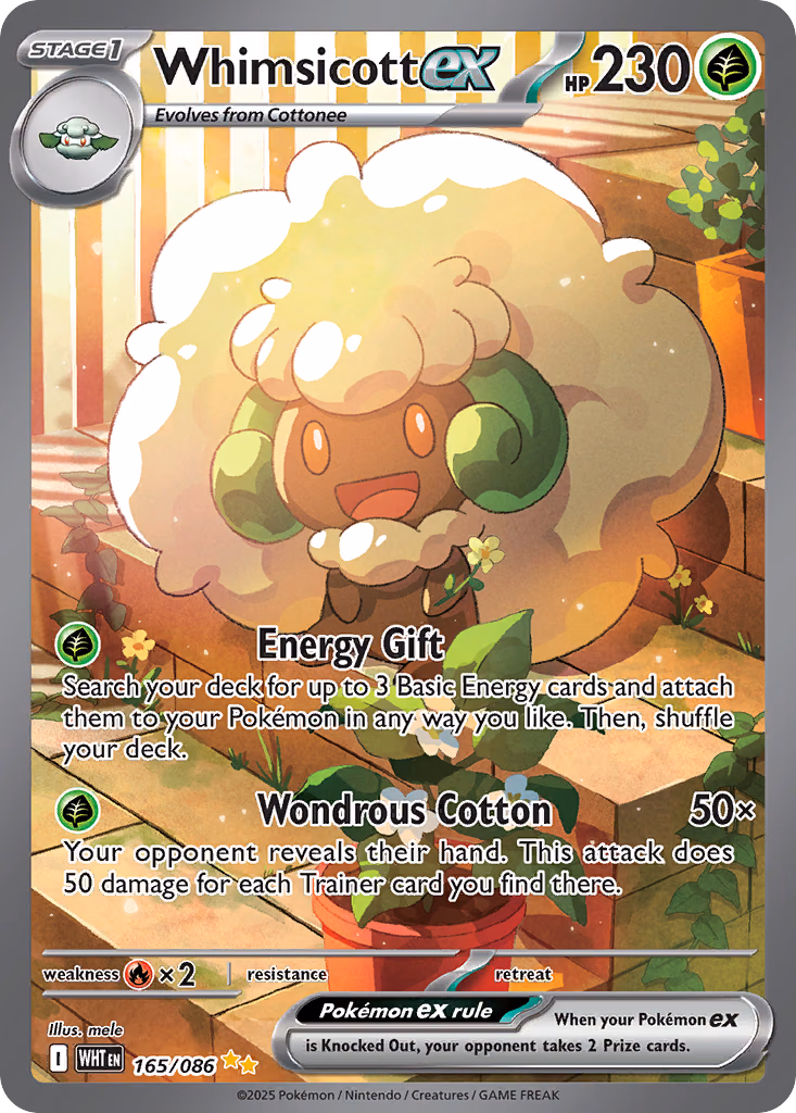 Whimsicott ex Pokemon card (165/086, White Flare)