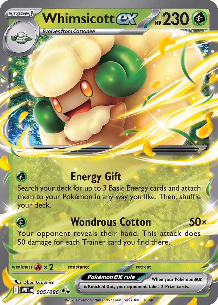 Whimsicott ex Pokemon card (005/086, White Flare)