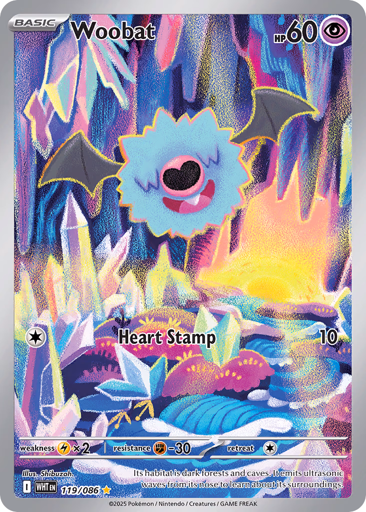 Woobat Pokemon card (119/086, White Flare)