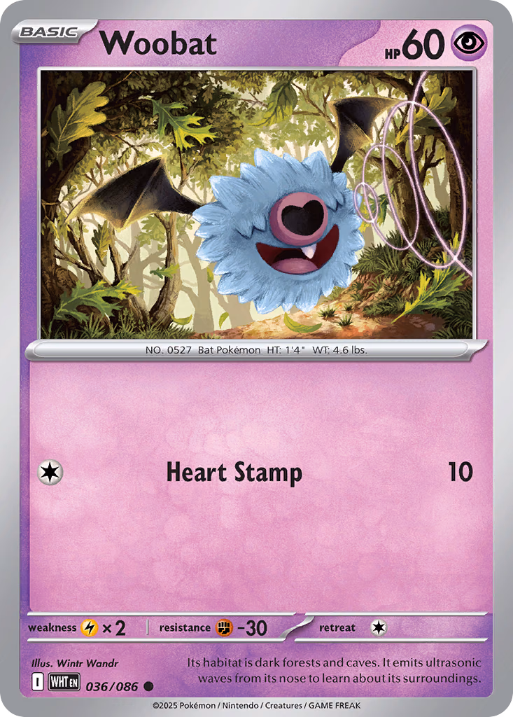 Woobat Pokemon card (036/086, White Flare)