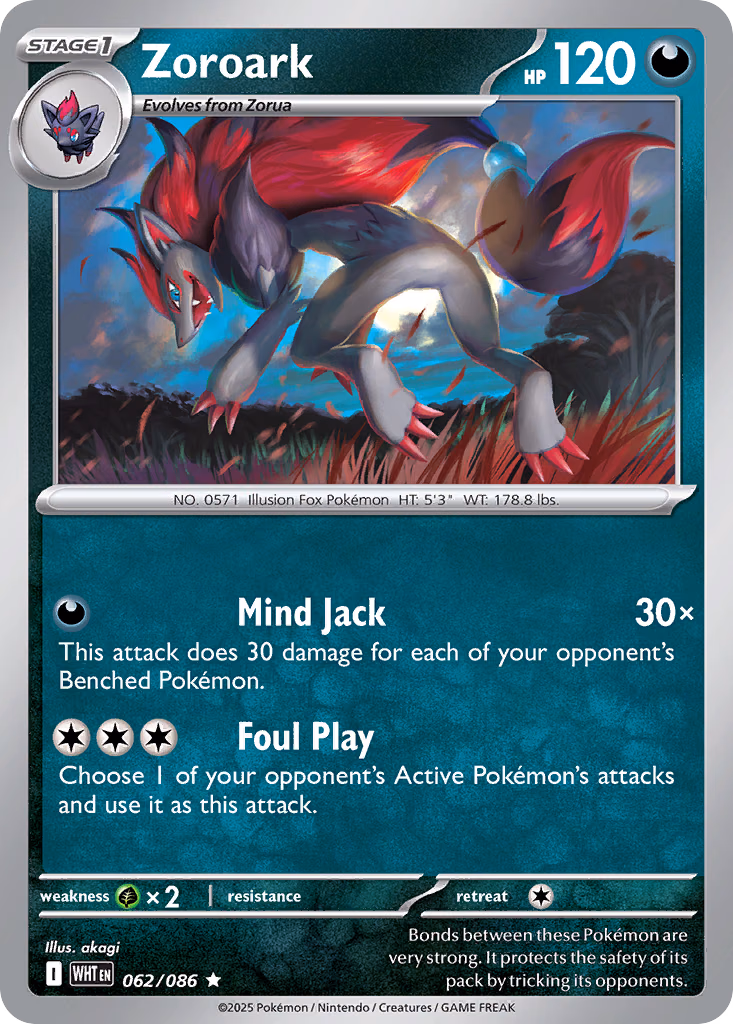 Zoroark Pokemon card (062/086, White Flare)