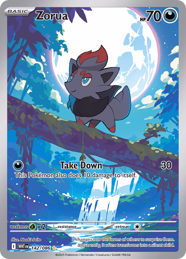 Zorua Pokemon card (142/086, White Flare)