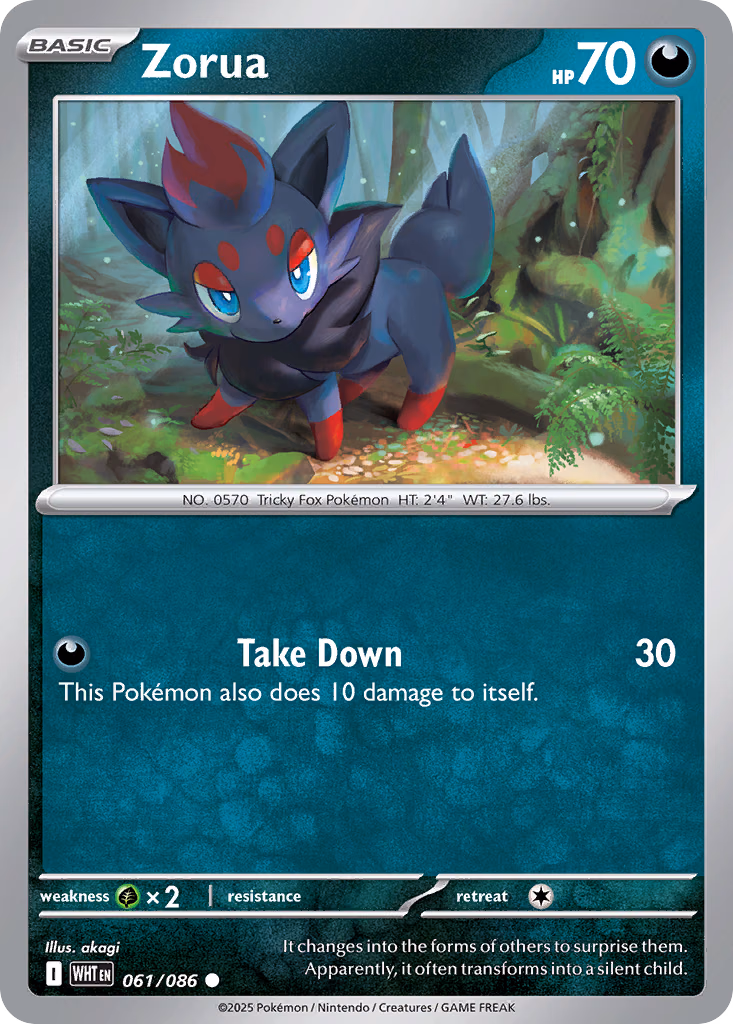 Zorua Pokemon card (061/086, White Flare)