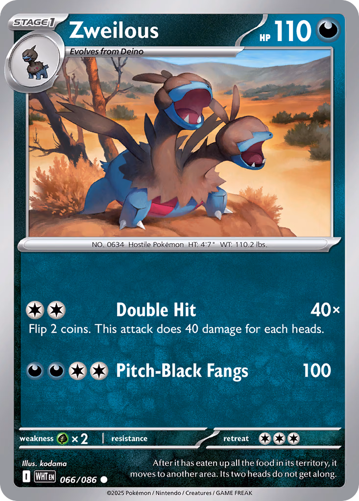 Zweilous Pokemon card (066/086, White Flare)