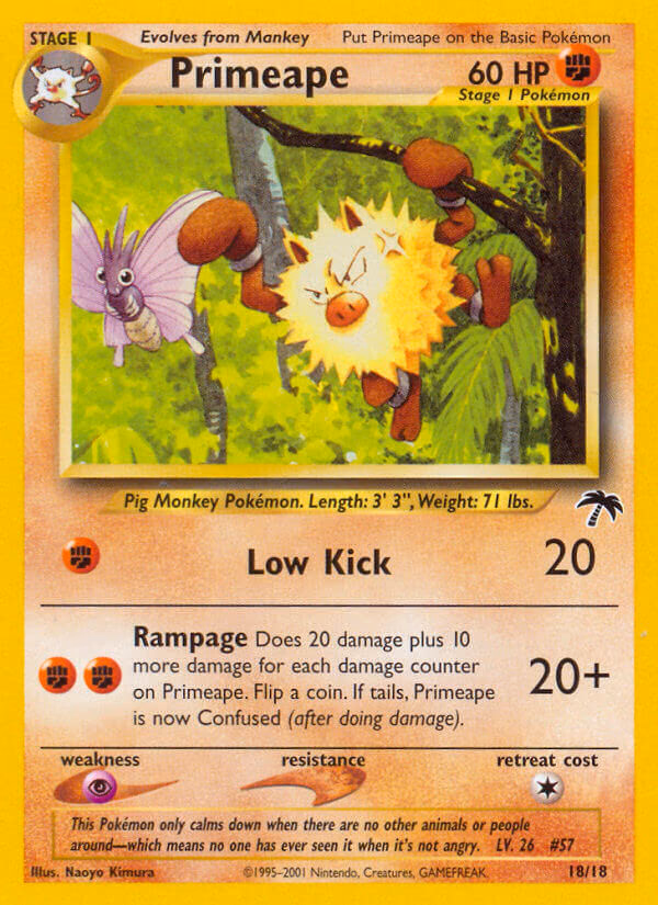 Primeape Pokemon card (18/18, Southern Islands)