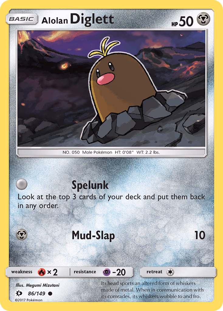 Alolan Diglett Pokemon card (86/149, Sun & Moon)