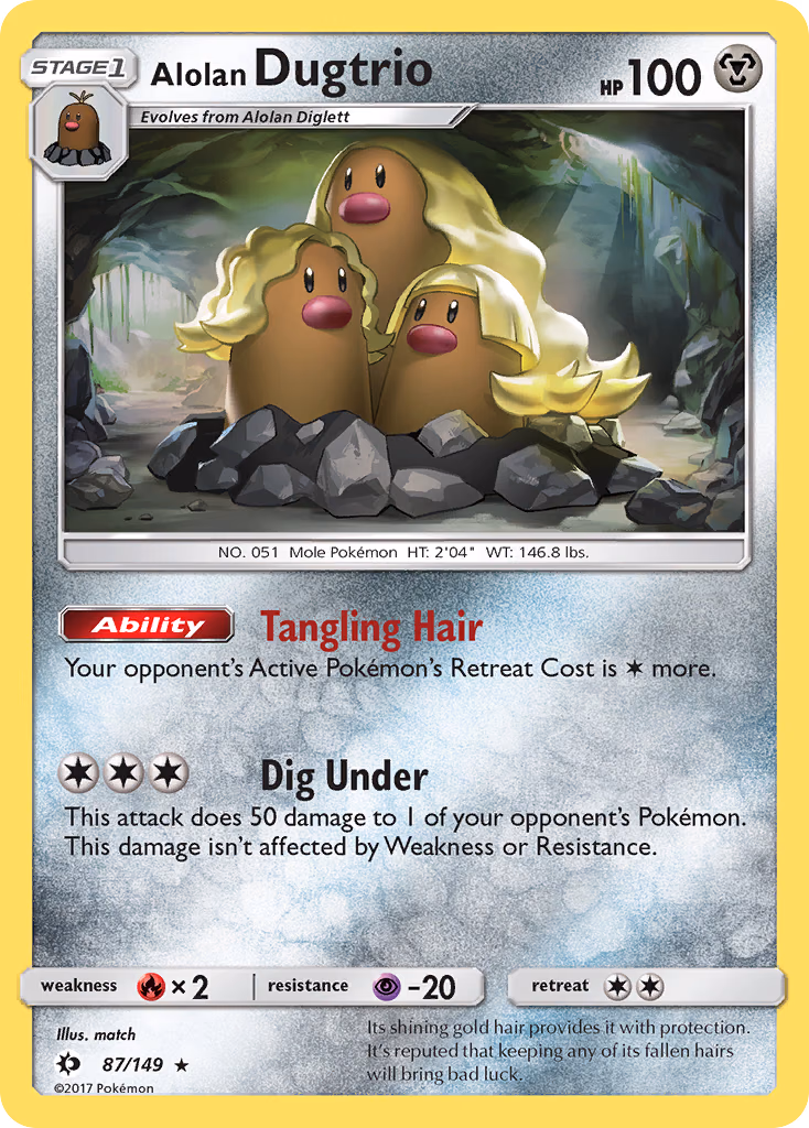 Alolan Dugtrio Pokemon card (87/149, Sun & Moon)