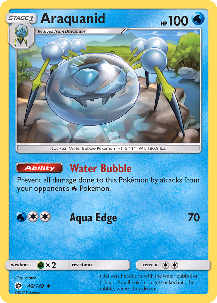Araquanid Pokemon card (46/149, Sun & Moon)