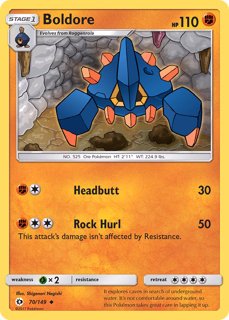 Boldore Pokemon card (70/149, Sun & Moon)