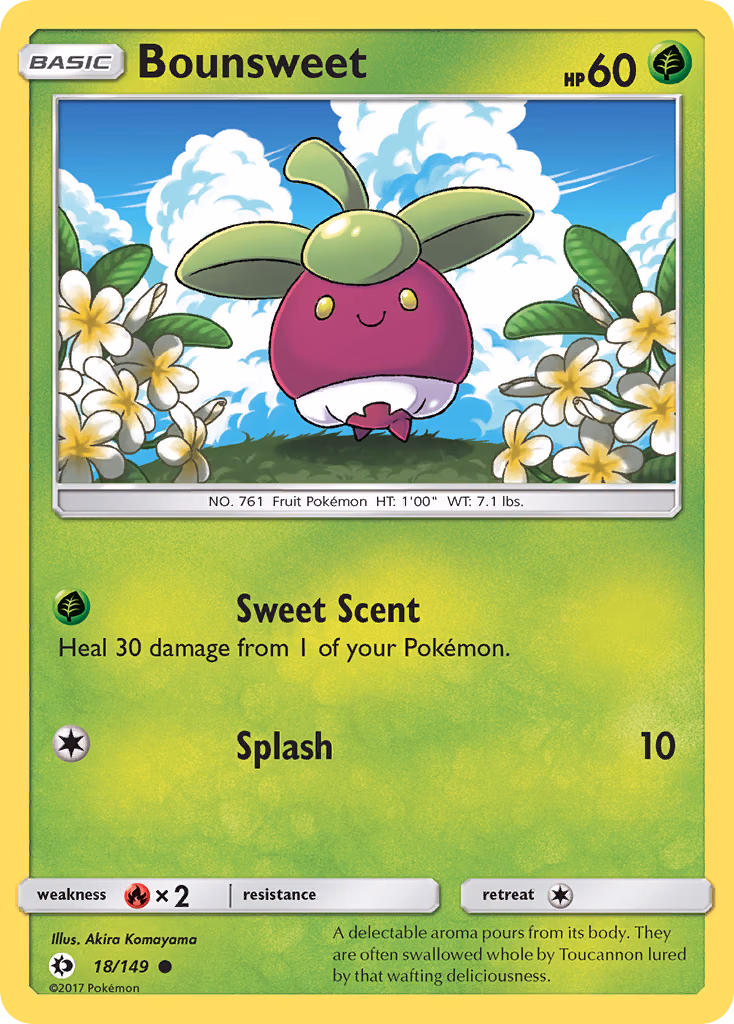 Bounsweet Pokemon card (18/149, Sun & Moon)