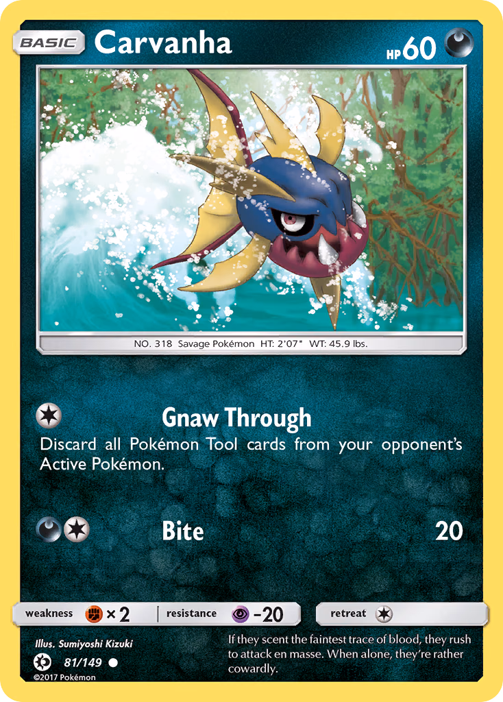 Carvanha Pokemon card (81/149, Sun & Moon)