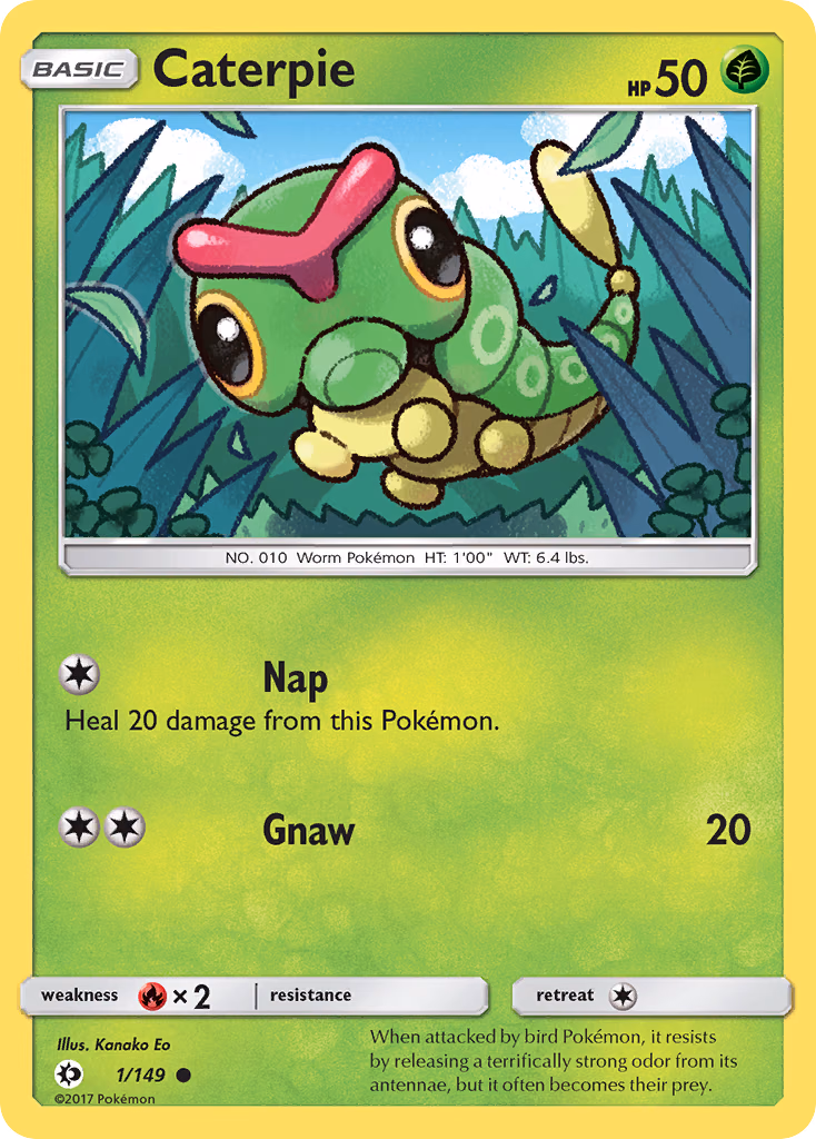 Caterpie Pokemon card (1/149, Sun & Moon)