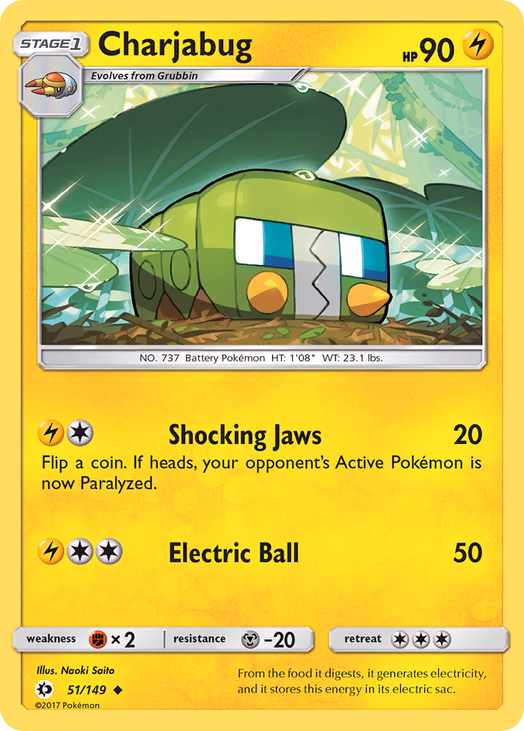 Charjabug Pokemon card (51/149, Sun & Moon)