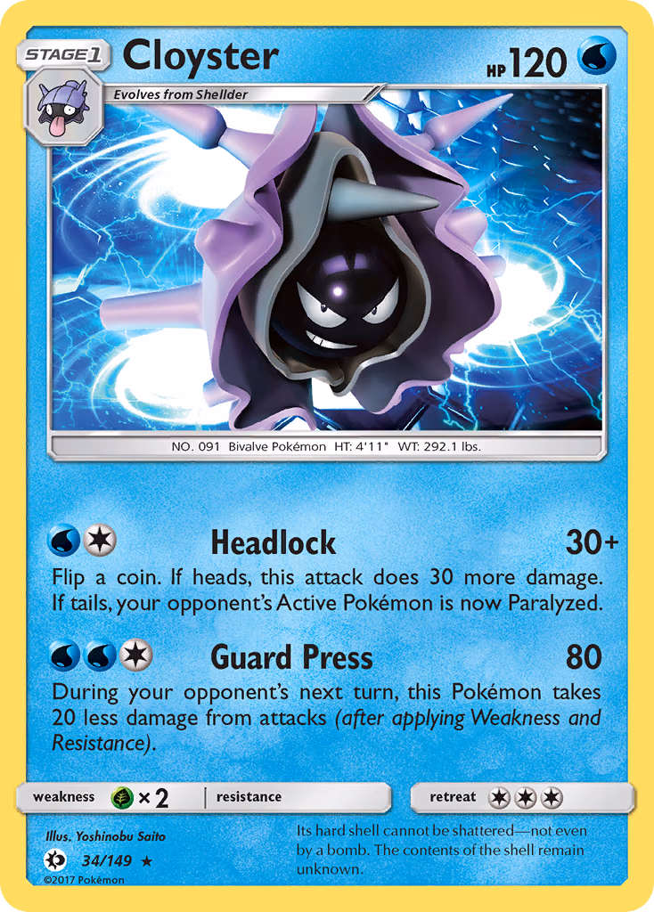 Cloyster Pokemon card (34/149, Sun & Moon)