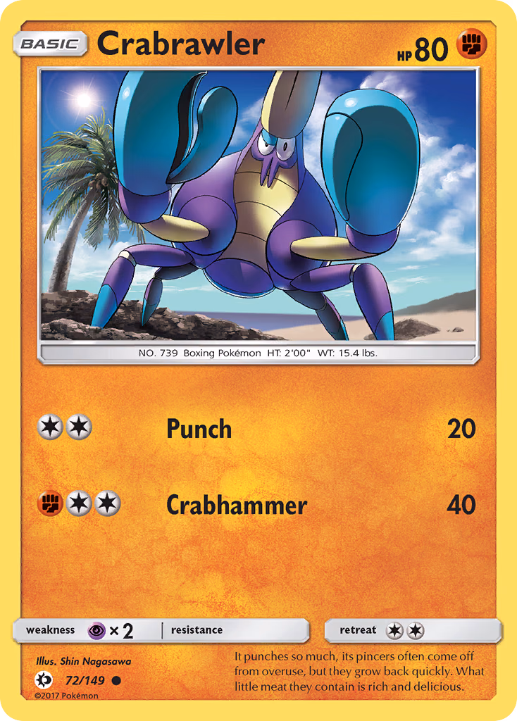 Crabrawler Pokemon card (72/149, Sun & Moon)