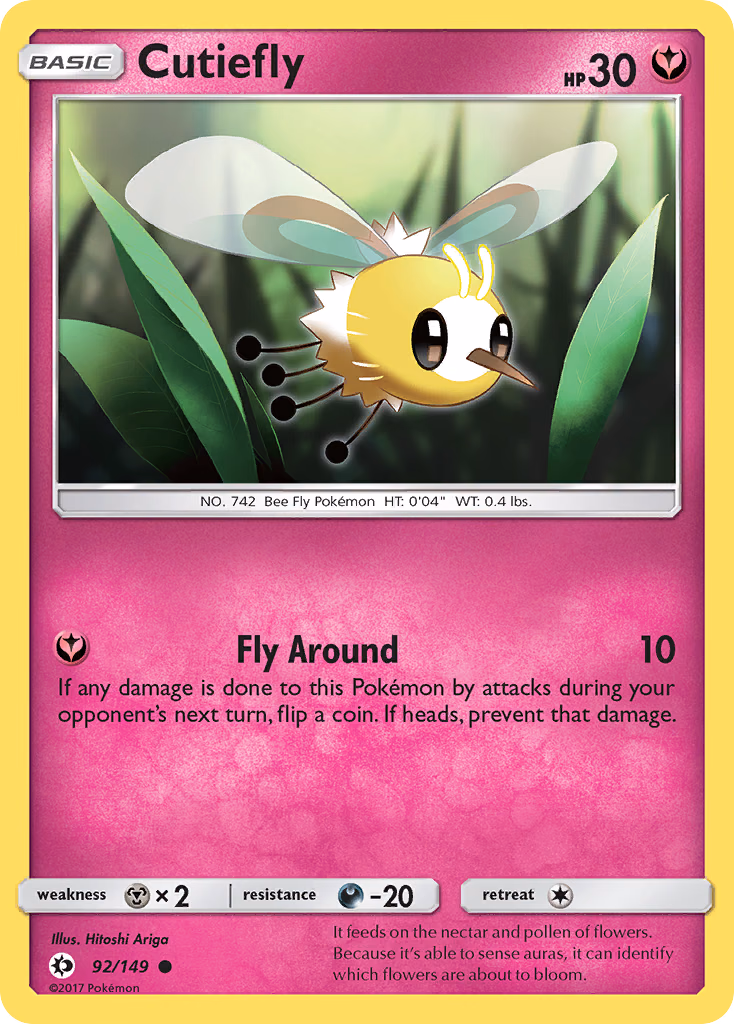 Cutiefly Pokemon card (92/149, Sun & Moon)