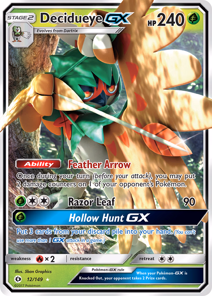 Decidueye-GX Pokemon card (12/149, Sun & Moon)