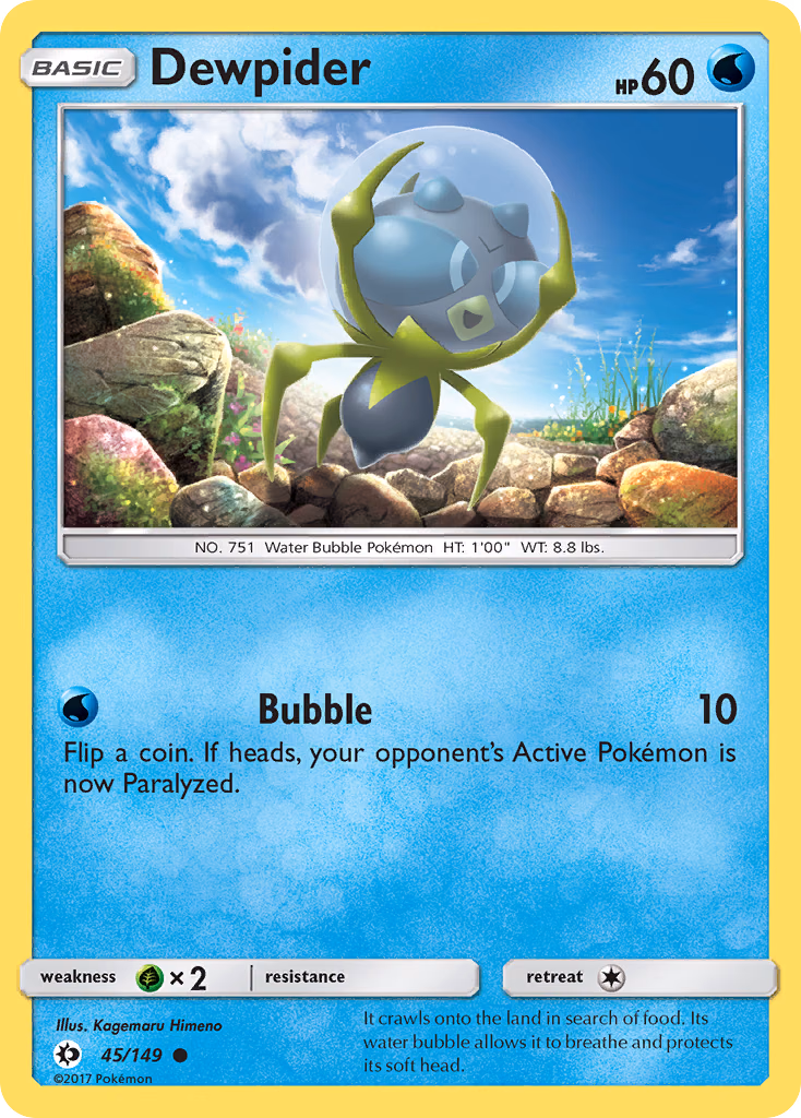 Dewpider Pokemon card (45/149, Sun & Moon)