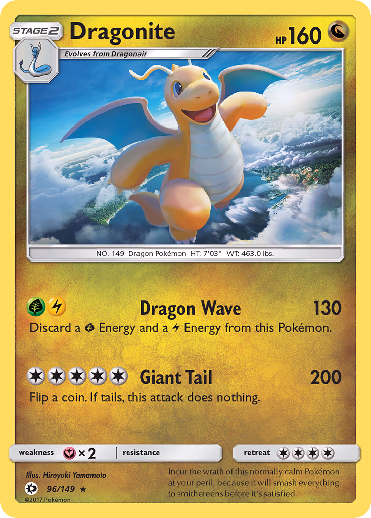 Dragonite Pokemon card (96/149, Sun & Moon)