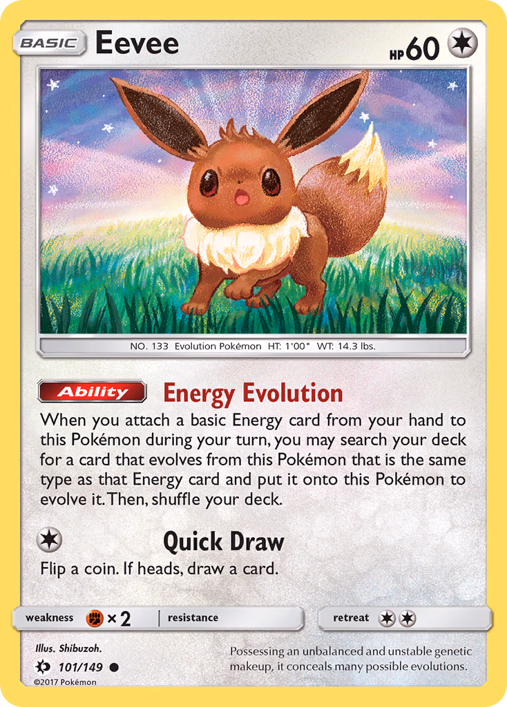 Eevee Pokemon card (101/149, Sun & Moon)