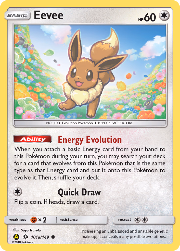 Eevee Pokemon card (101a/149, Sun & Moon)