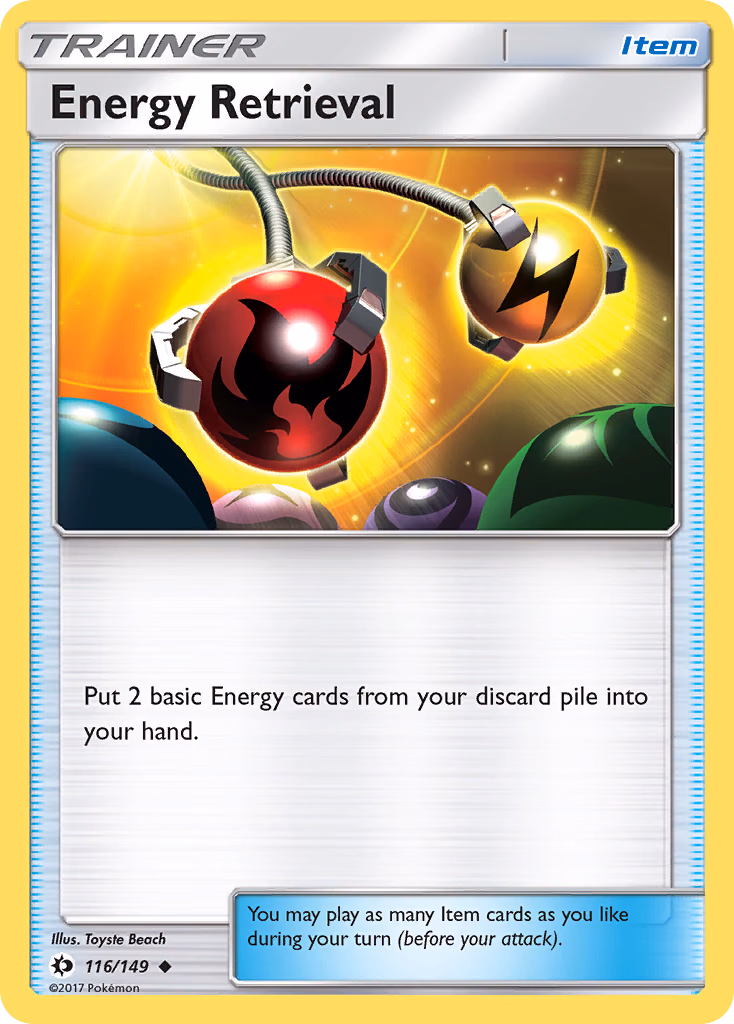 Energy Retrieval Pokemon card (116/149, Sun & Moon)
