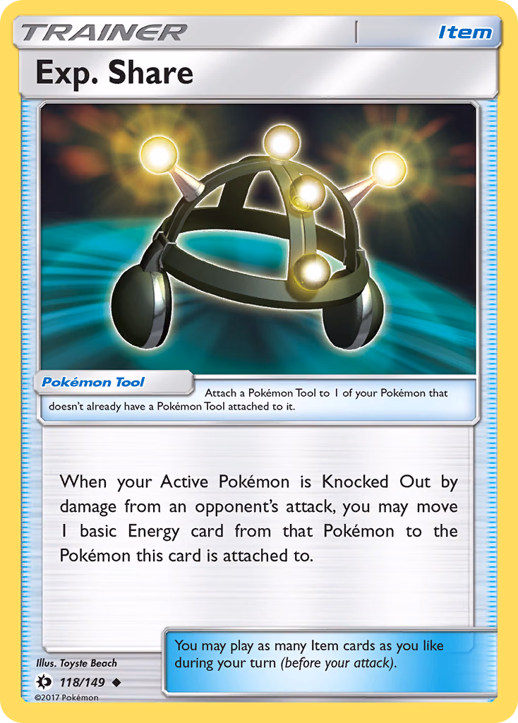 Exp. Share Pokemon card (118/149, Sun & Moon)