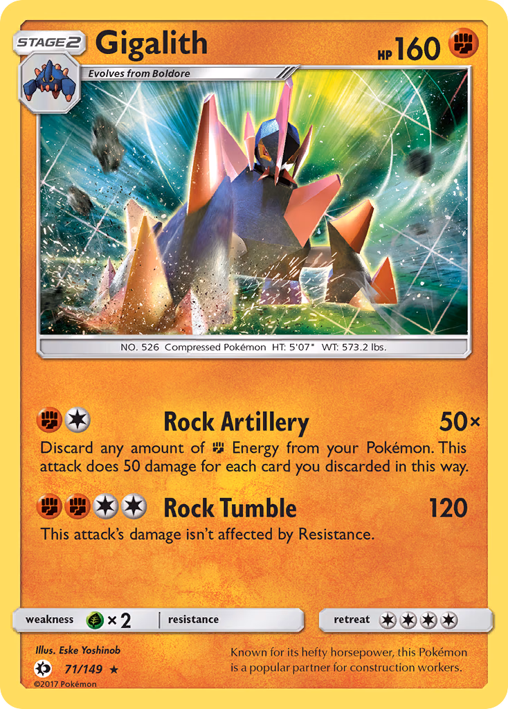Gigalith Pokemon card (71/149, Sun & Moon)
