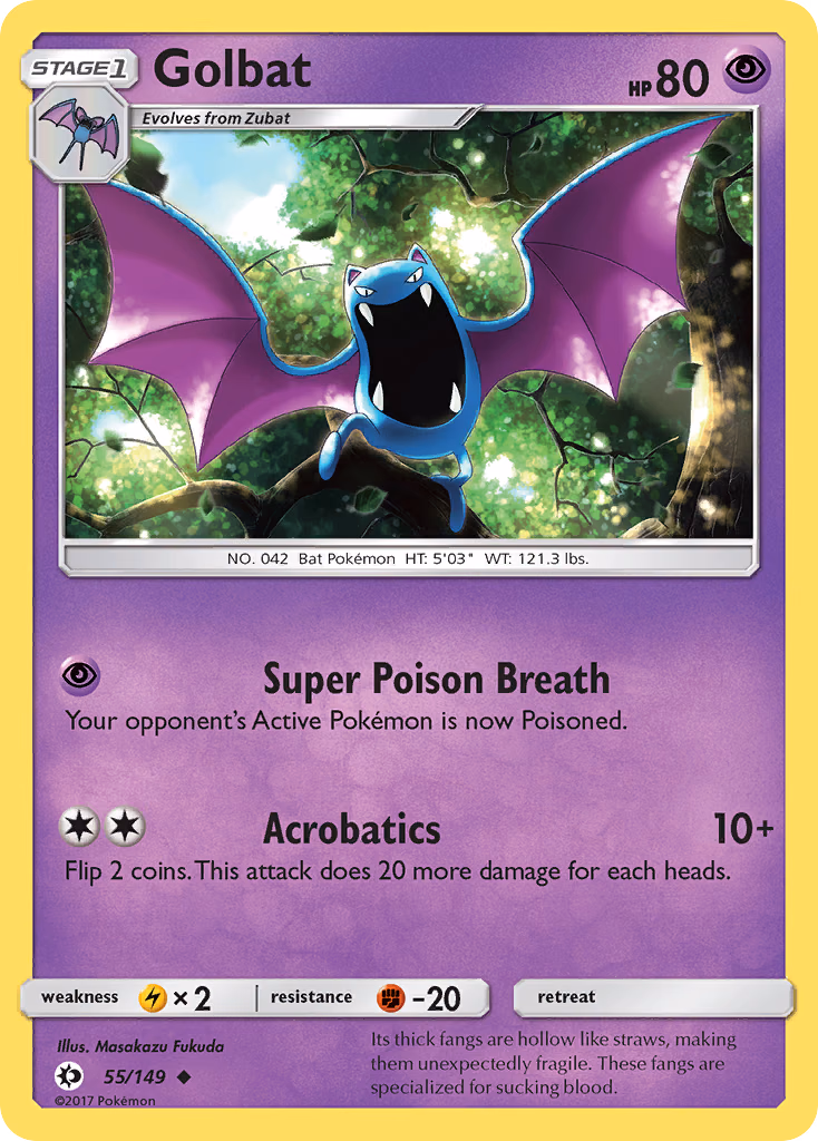 Golbat Pokemon card (55/149, Sun & Moon)