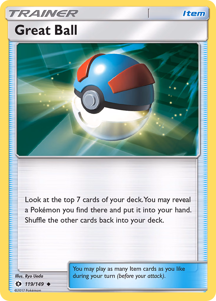 Great Ball Pokemon card (119/149, Sun & Moon)