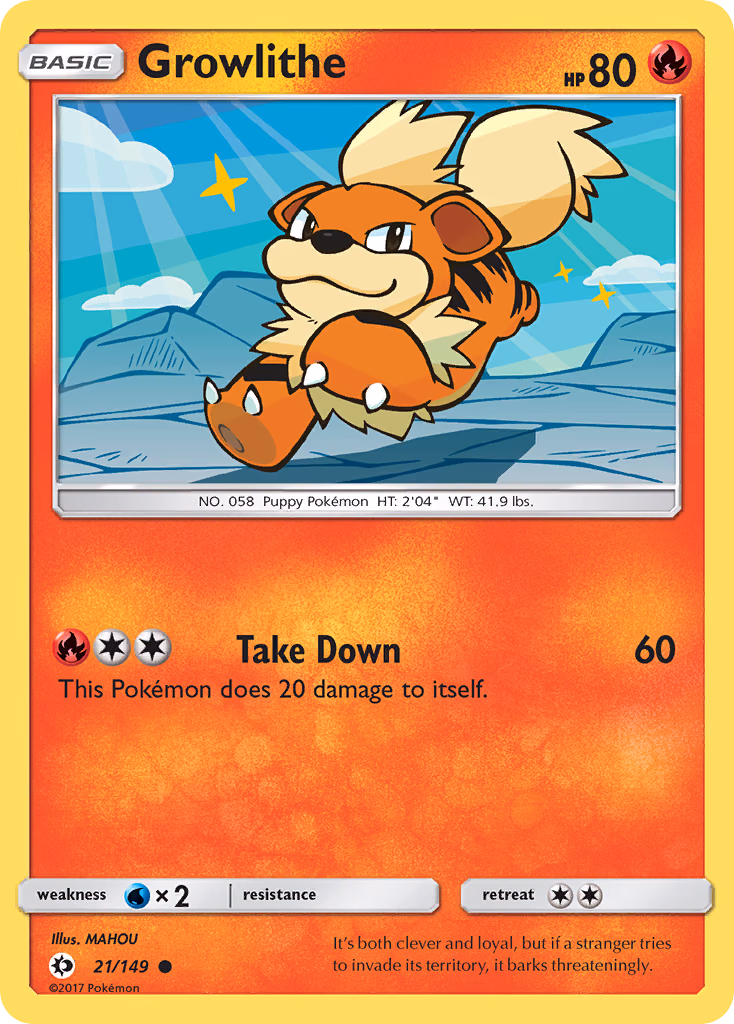 Growlithe Pokemon card (21/149, Sun & Moon)